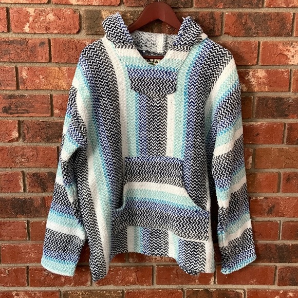 Baja Joe Other - Baja Joe Black & Blue Woven Pullover Hoodie Jacket